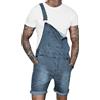 Duohropke Jeans da uomo, estivi, in denim, salopette corte in jeans, pantaloni corti, Azzurro, L