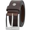 Lindenmann leather belt men, jeans belt men 40 mm wide, belt men jeans XL, full cowhide dark brown, Farbe/Color:marrone, Size US/EU:Bundweite 130 cm Gesamtlänge 145 cm W 51 XXXL