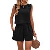 crazy bean Tuta Estiva Due Pezzi Senza Maniche da Donna Tuta Sportiva Estiva di Moda Femminile Completo Casual Estivo Top Senza Maniche e Pantaloncini a Vita Alta con Tasche Nero S