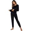 Ietaoo Pigiama Velluto Completo Sportivo Donna Tute da Ginnastica Inverno 2 Pezzi Homewear Manica Lunga Pullover + Pantaloni Tute Sportiva Casa Pigiama Set Nero M