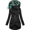Generic Giacche da donna - Parka da donna con cappuccio in pelliccia con cappuccio con stampa floreale, capispalla a maniche lunghe, cappotto di media lunghezza da donna con cappuccio con zip slim fit giacche