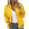 Generisch Giacca bomber da donna, grande dimensione, leggera, da aviatore, giacca corta da pilota, primavera, adolescente, ragazza, college, casual, a maniche lunghe, con chiusura lampo, A5-giallo, M