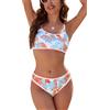 SHEKINI Donna Bikini Set Floral Stampa Frusta Cucitura Colore Blocco Due Pezzi Costumi da Bagno Alta Vita Cravatta Indietro Costumi da Bagno
