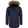 Höhenhorn Arpiglias - Giacca invernale da uomo con cappuccio in pelliccia sintetica imbottita, Blu scuro, S