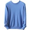 Generic Maglione da uomo in 100% cashmere di visone tinta unita pullover girocollo a maglia maglione a maniche lunghe, Blu medio, XL