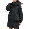 Hecatombic Donna Autunno E Inverno Ispessito Imbottito Caldo Antivento Colletto Cotone Piumino Moda Sciolto Tempo Libero All'aperto Colore Solido Parka Cappotto (Nero,L)