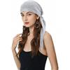 ZLYC Chemo - Cappello da donna a turbante pre-legato, cappello leggero, Swiss Dot Grigio, taglia unica