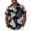 King Kameha Camicia Hawaiana Uomo a Maniche Corte con Motivo Ibisco e Foglie Tropicali