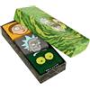 Elbenwald Rick and Morty Set di 3 calzini unisex in cotone - confezione regalo - giallo verde grigio, multicolore, 36-39