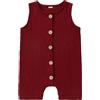 COOKY.D Tuta Senza Maniche per Neonati Bambino Unisex in Cotone Body Pigiama Estate Abbigliamento Neonati，12-18 Mesi Rosso