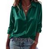 Zeagoo Camicia da Donna in Raso Maniche Lunghe Elegante Blusa da Lavoro | Camicetta in Seta, Scollo a V Blusa con Bottoni , Maglietta Basic in Raso, per Business Ufficio Feste