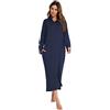 obaSeteck Vestaglia da donna con cappuccio e cerniera a maniche lunghe, abbigliamento da notte a lunghezza intera, con tasca, Z5, L