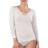 MABRAT 3 Pezzi - Maglia Donna Manica Lunga in Lana e Cotone con macramè - Termoregolante e Morbida - MMDB101 Intimo Elegante e Caldo, Bianco, 5/L