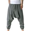 generico Pantaloni Harem da Yoga a Vita Media con Coulisse Allentata da Uomo Casual con Tasche Pantalone Arabo (Dark Gray, M)