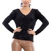 Toocool Maglione Donna Scollo a V Peloso Eco Pelliccia Pullover VI-9516 [S/M,Nero]