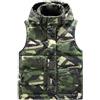 Generic Gilet da uomo mimetico con cappuccio, senza maniche, trapuntato, caldo, invernale, per attività all'aperto, gilet mimetico per escursionismo, gilet isolante con chiusura a bottone automatico, adatto