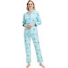 GLOBAL Pigiama Donna Flanella 100% Cotone, Bottoni Coulisse Autunno Inverno | Morbido e caldo, maniche lunghe, tessuto traspirante e delicato sulla pelle, ideale per la casa e relax quotidiano
