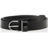 Calvin Klein 8719965074583 Cintura Fissa da Donna con Fibbia Rotonda in Metallo 2,5 K60K613147, Nero (CK Black), 80, Nero (CK Black), 80