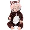 HAHASHOW Bambino Pagliaccetto Inverno Animale Pigiama 2-36 Mesi | Con cappuccio, cerniera scorrevole, in flanella, lavabile in lavatrice, perfetto per il Carnevale e Halloween