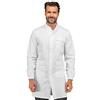 Isacco Camice Bianco da Laboratorio Antiacido Certificato CE III Categoria - Marca Italiana Modello Unisex, Elastici ai Polsi, Tre Tasche Chiuse con Aletta a strappo e Clip Nascosta + Ricamo/Occhiali
