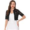 Allegra K Donna Bolero Coprispalle in Pizzo per Cardigan Corto da Donna con Pannello in Raso Aperto