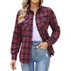 Aottori Camicia Donna a Quadri Flanella Rosso Blu Navy M