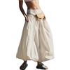 Owegvia Palloncino da donna Gonne Lunghe Elegante Vita Alta Tinta unita A-Line Gonne Casual Flowy Gonne Cocco Ragazza Estetica, A- Avorio, M
