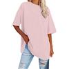 Viunychn Tshirt Donna Cotone,Maglietta Donna Manica Corta Girocollo Maglia Cotone Elegante Basic T-Shirt Leggero Top Elasticizzato Casual Tee Shirt Tinta Unita Oversize Classica Comodi Shirt Rosa XL