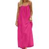Generico Vestito Estivo Donna Lungo Lino Abito - Casual Sleevele Open Back Maxi Dre Loose Fit Robe Housewear Dre Casual Tinta Unita Senza Maniche Loose Maxi Abiti Senza Schienale con Cordino