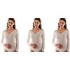 Liabel 3 Camiciola Donna Manica Lunga Lana e Cotone 5121/5036 Cotone sulla Pelle con Ricami Assortiti (7/XXL)