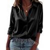 Zeagoo Camicia da Donna in Raso Maniche Lunghe Elegante Blusa da Lavoro | Camicetta in Seta, Scollo a V Blusa con Bottoni , Maglietta Basic in Raso, per Business Ufficio Feste