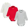 Moda Egidio Body Lupetto Ellepi Caldo Cotone Manica Lunga Unisex (Panna Grigio Rosso, 18 mesi)