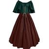 Richymfa Vestito Medievale Donna Rinascimentale Taglie Forti Abito da Sera Manica Corta Elegante Vestito da Ballo Lungo Slim Fit Vintage Costumi Medioevo Regina Vittoriana per Carnevale