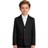 Zaldita Blazer da Gentiluomo Bambini Ragazzi Giacca Elegante a Manica Lunga Completo Suit Cappotto Formale con Risvolto Capispalla da Banchetti Festa di Compleanno Nero 9-10 Anni