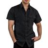 Aoouekul Camicia in lino da uomo in cotone, a maniche corte, per il tempo libero, per uomo, in lino, a maniche corte, Nero , 4XL