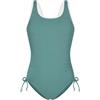 Miyanuby - Costume intero da ragazza a maniche corte con spalline a costine, costume da bagno regolabile a blocchi di colore per ragazze adolescenti, costumi da bagno estivi da spiaggia, Verde, 13-14