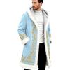 Generisch Cappotto invernale da uomo, in pile, lungo, per Natale, leggero, comodo, caldo, per le mezze stagioni, per attività all'aperto, antivento, giacca invernale in pile, da uomo, Azzurro, 3XL