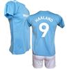 Generico Kit Maglia Haaland 9 e Pantaloncino Home Manchester C. Replica Ufficiale Autorizzata, Taglie da Ragazzo e Bambino (IT, età, 14 Anni, Regular)