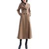 PLAERPENER - Cappotto da donna in lana, doppio petto, lungo, trench invernale, Cammello, 44
