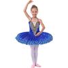 IMEKIS Vestito da Balletto per Ragazze di Fiori Body da Danza Ginnastica Ricamato Senza Maniche con Gonna Tutu Costume da Ballo Principessa da Fata Ballerina Blu 11-12 Anni