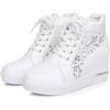 BIKETAFUWY Scarpe da donna con zeppe, piattaforma in pizzo, comfort, chic, da basket, bianca, da donna, con imbottitura, primavera, estate, confortevole, traspirante, per matrimonio, lavoro, sport, camminata, 01