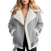 RUITOTP Giacca in Montone con Bottoni Cappotto in Finta Pelle Scamosciata da Donna Invernale da Senza Colletto con in Pile Sherpa