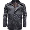 FASHIONISM Barker - Giacca cerata da uomo con cappuccio staccabile e fodera in tartan, per adulti, a maniche lunghe, con cerniera