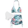 Arshiner Ragazze 3 Pezzi Bikini Set Bambina con Gonna Estiva Stampa Floreale Costumi da Bagno per Ragazza 9-10 Anni
