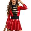 Generisch Vestito da donna, costume da circo, con paillettes, gonna a pieghe, a maniche lunghe, con frange, direttore del circo, costume da ballo da donna