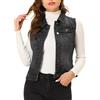 Allegra K Donna Gilet in Denim Lavato senza Maniche Giacca Jean