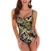 WIN.MAX Costume Intero Donna, Costume Intero con Controllo della Pancia, Costume da Bagno Taglie Forti per Donna Monokini Push-up Vintage, per Coppe da C a DD (Foglie Tropicali,EU44)