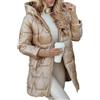 Generico Piumino Da Donna Trapuntato Con Cappuccio Di Media Lunghezza Autunno Inverno Cappotto Con Cerniera Calda Manica Lunga Parka Antivento Con Tasche Versatile Cappotto Da Neve Da Strada (Oro,XXL)
