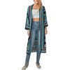 Dubute Cardigan da donna Boho a maniche lunghe, aperto sul davanti, maxi maglieria floreale all'uncinetto cappotto sottile quadrato, A-lake Blue, Taglia unica