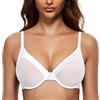 Wingslove Reggiseno Trasparente da Donna con Ferretto Reggiseno Sexy tsenza Cuciture in Rete per Seni Grandi Senza Imbottitura Bianco 5D